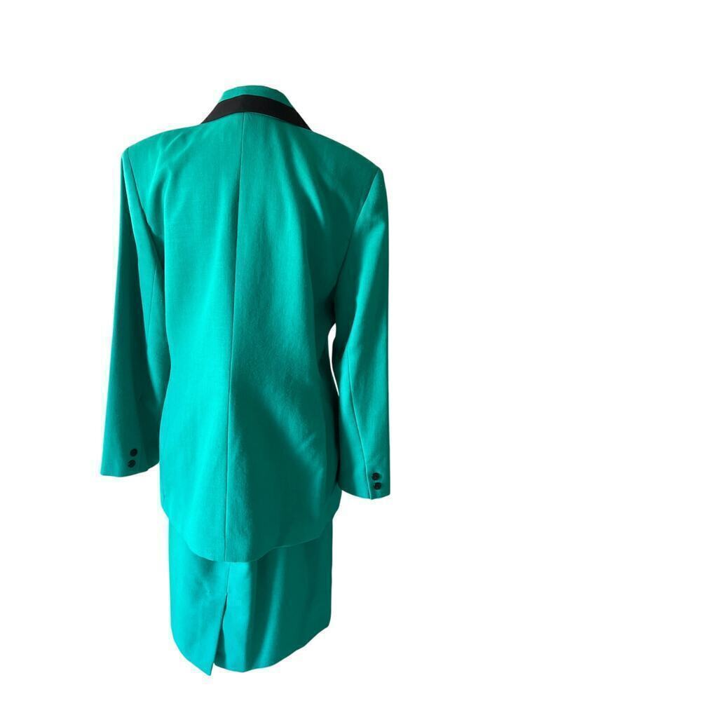 Oleg Cassini Green with Black Skirt Suit Size 14 - Picture 2 of 8